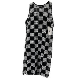 W By Worth‎ Sleeveless Sheath Dress Womens 8 Black White Mesh Overlay